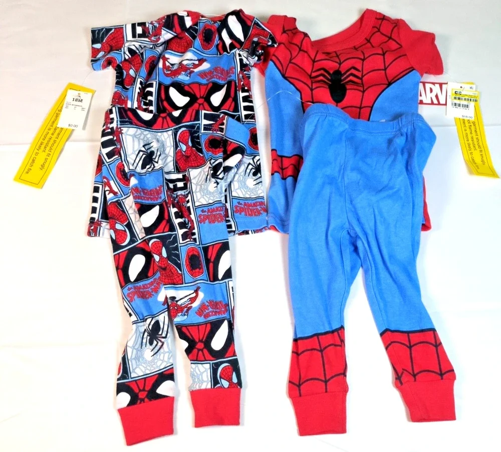 NWT Marvel Soft Pajama Set Boys 18M Bundle of 2 Spiderman PJs Cartoon Snug Fit